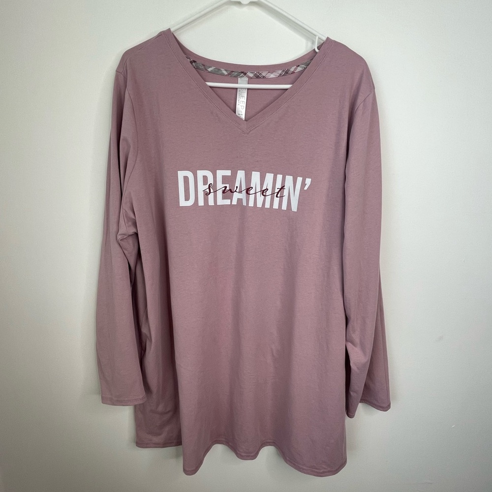 Cacique Dusty Rose 'DREAMIN'' V-Neck Long Sleeve Tunic size 18/20